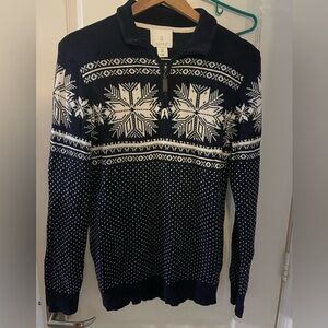Aspen Men's Classic Navy and White Zip-Up Sweater